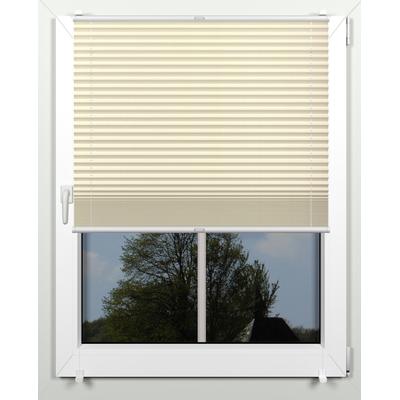 Plissee INDEKO "simple", beige (sand, weiß, weiß), B:67cm H:130cm, Obermaterial: 94% Polyester, 6% sonstige Fasern, Plissees, mit Klemmträgern, nach Maß Image