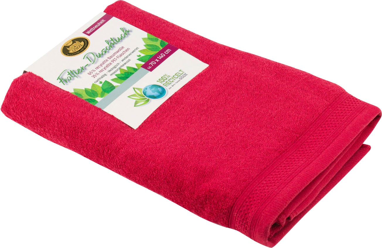 Badetuch GÖZZE "Uni Recycelt", rot, B:70cm L:140cm, Frottier, Obermaterial: 65% Baumwolle, 35% Polyester, Handtücher, Uni Farben, 100% recycelten Materialien