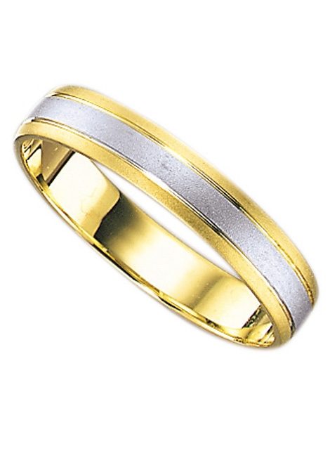 Trauring FIRETTI "Schmuck Geschenk Gold 375 Hochzeit Ehering Trauring "LIEBE" Gr. 16,5, gold (gelbgoldfarben, weißgoldfarben), Fingerringe, 16,5, ohne Brillant, Gelbgold 375 Weißgold 375, 4mm, Gelbgold 375, Weißgold 375, Made in Germany, wahlweise... Image