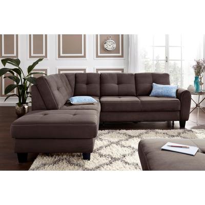 Ecksofa SIT & MORE "Varese L-Form", braun (dunkelbraun), B:240cm H:91cm T:214cm, Luxus-Microfaser (100% Polyester)IStruktur fein (100% Polyester)IFlachgewebe (95% Polyester, 5% Polyamid), Sofas, mit Federkern, wahlweise mit Bettfunktion und Stauraum Image