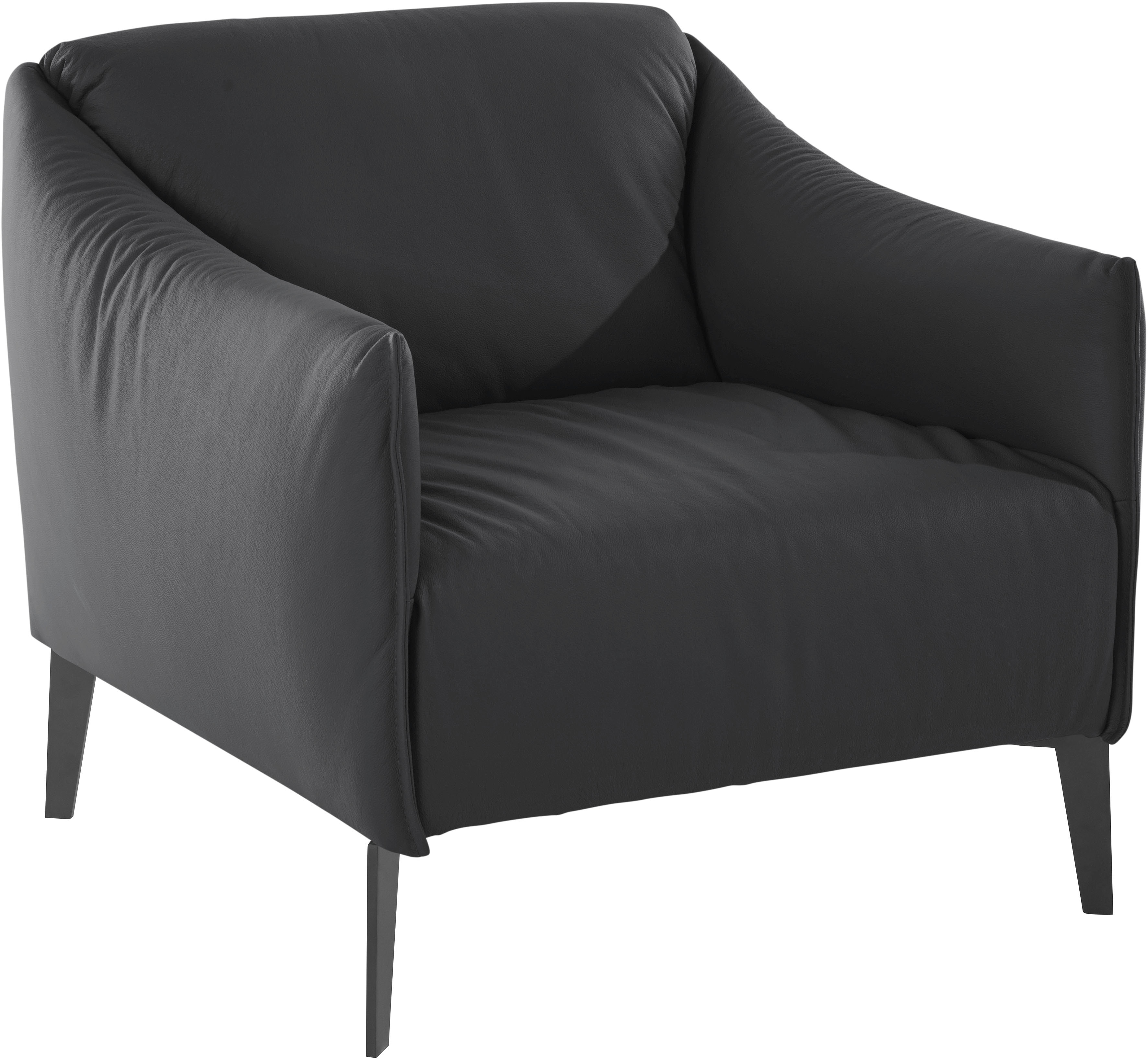 Cocktailsessel W.SCHILLIG "sally", schwarz (schwarz z59), B:84cm H:78cm T:84cm, Longlife Xtra-Leder Z59: Glattleder mit modischer Prägung. Hautstärke 0, 9 - 1, 1 mm., Sessel, Cocktailsessel, mit Metall-Winkelfüßen in Schwarz pulverbeschichtet
