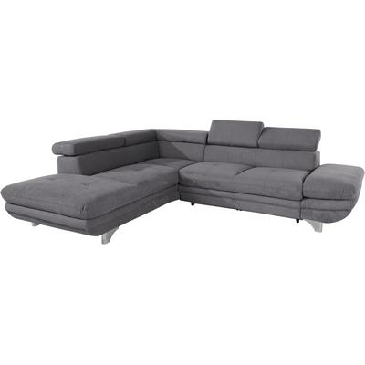Polstergarnitur COTTA "Enterprise L-Form", grau (stone), B:273cm, Sitzmöbel-Sets, Set bestehend aus: Ecksofa mit Arm- & Kopfteilverstellung & Hocker Image