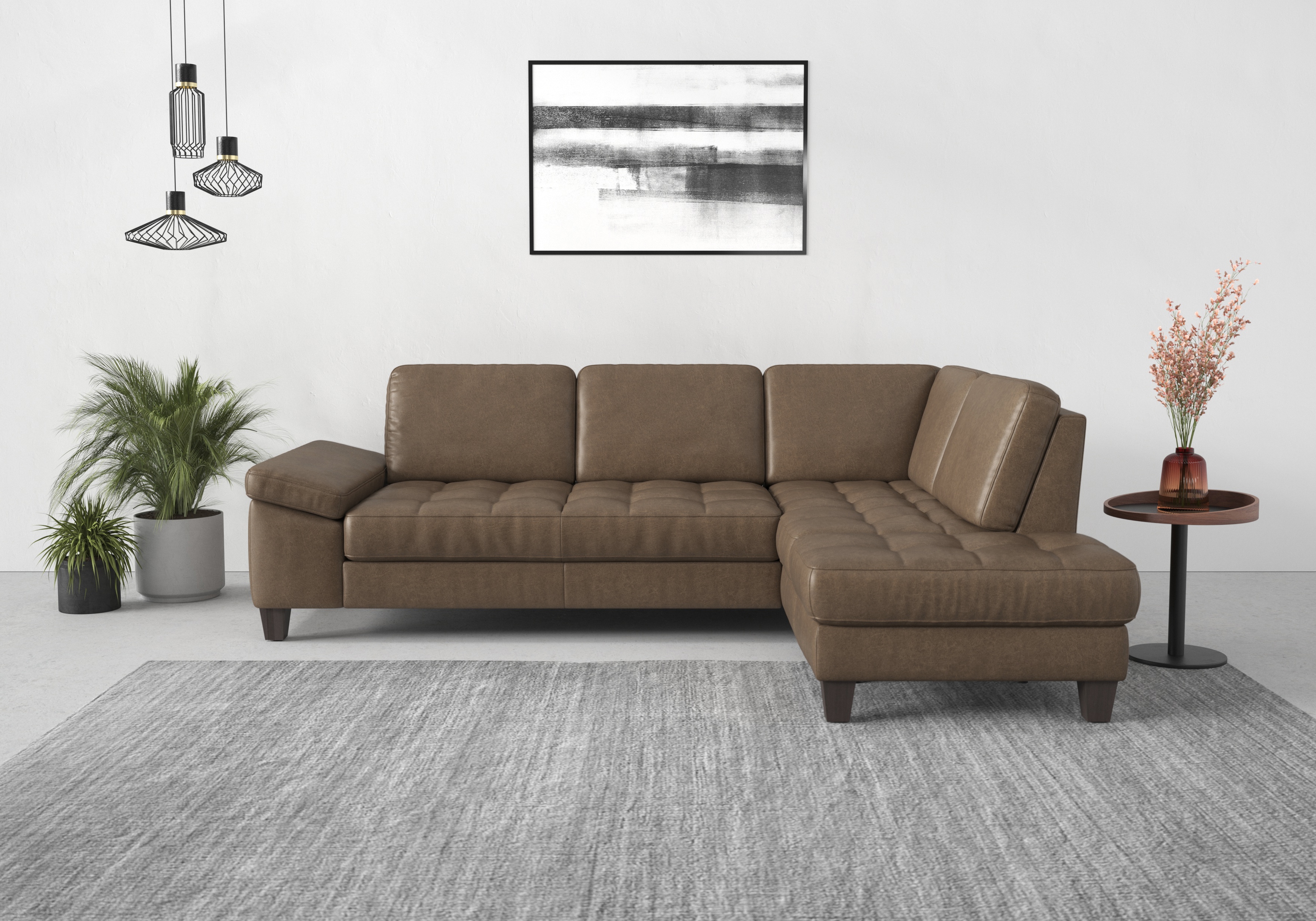 Ecksofa SIT & MORE "Westham L-Form", braun (coffee), B:261cm H:88cm T:179cm, 100% Polyester, Sofas, mit Ottomane, mit oder ohne Bettfunktion, Bettkasten, Verstellung