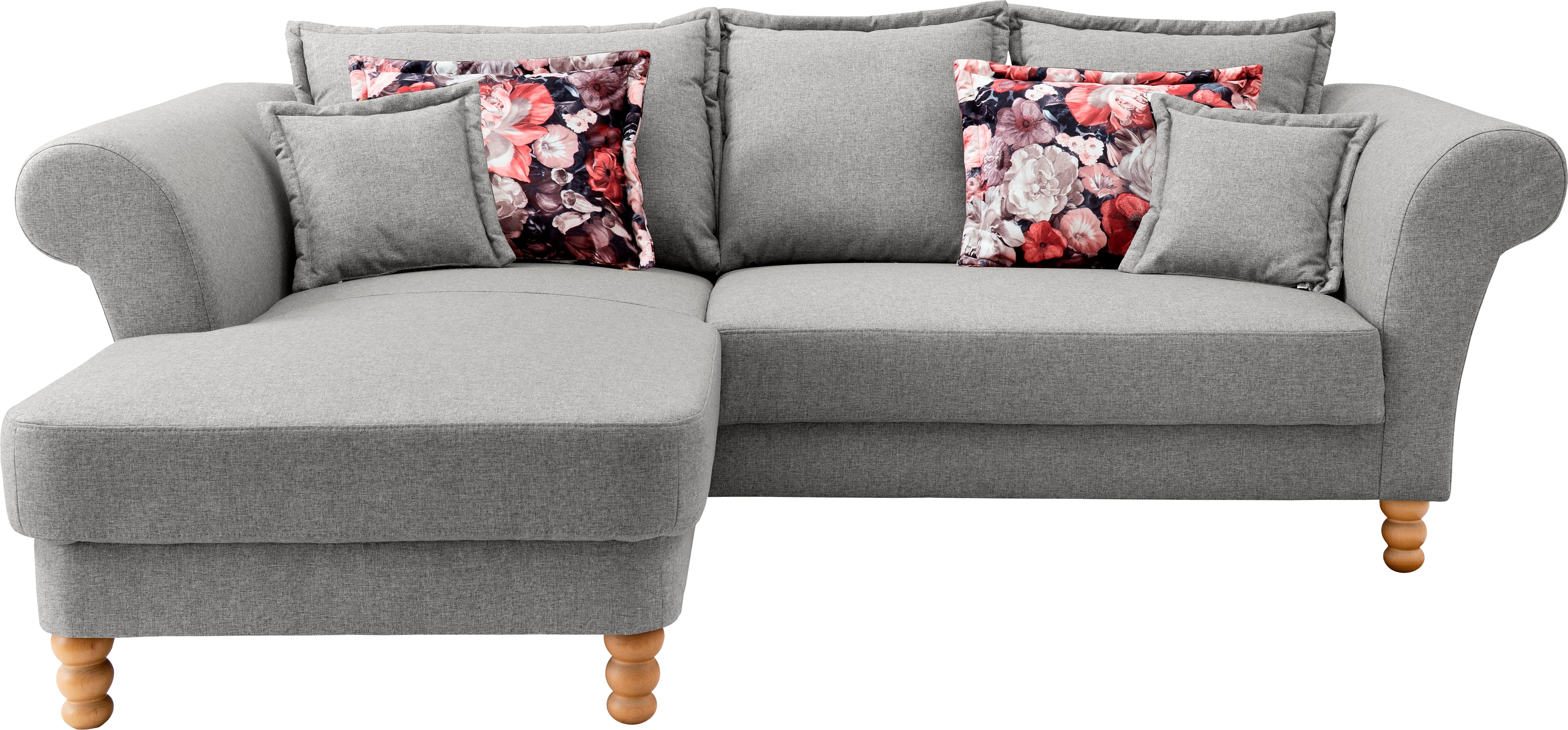 Ecksofa HOME AFFAIRE "Tassilo Mega Polsterecke mit Kaltschaum im Sitz, bequem, L-Form", grau, B:262cm H:95cm T:198cm, 100% Polyester, Sofas, Ecksofa
