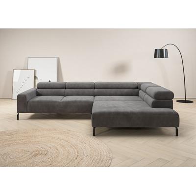 Ecksofa PLACES OF STYLE "Antonelli, L-Form, inkl. Kopfteilverstellung, Breite 312 cm", grau (dunkelgrau), B:312cm H:71cm T:219cm, 95% Polyester, 5% Nylon, Sofas, mit elektrischer Sitztiefenverstellung, in Cord, natur Image
