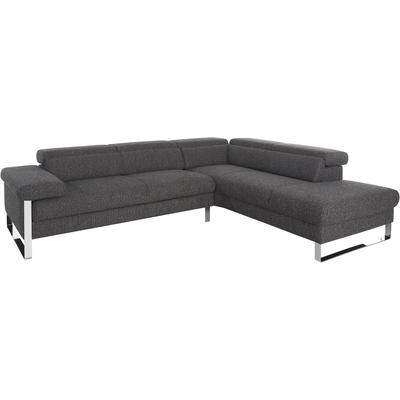 Ecksofa W.SCHILLIG "finn, toller Sitzkomfort, L-Form, hochwertige Verarbeitungsdetails", grau (anthrazit s22), B:281cm H:71cm T:230cm, Flachgewebe S22 (100% Polyester), Stoff S37 (100% Polyester), Longlife Xtra-Leder Z59: Glattleder mit modischer... Image