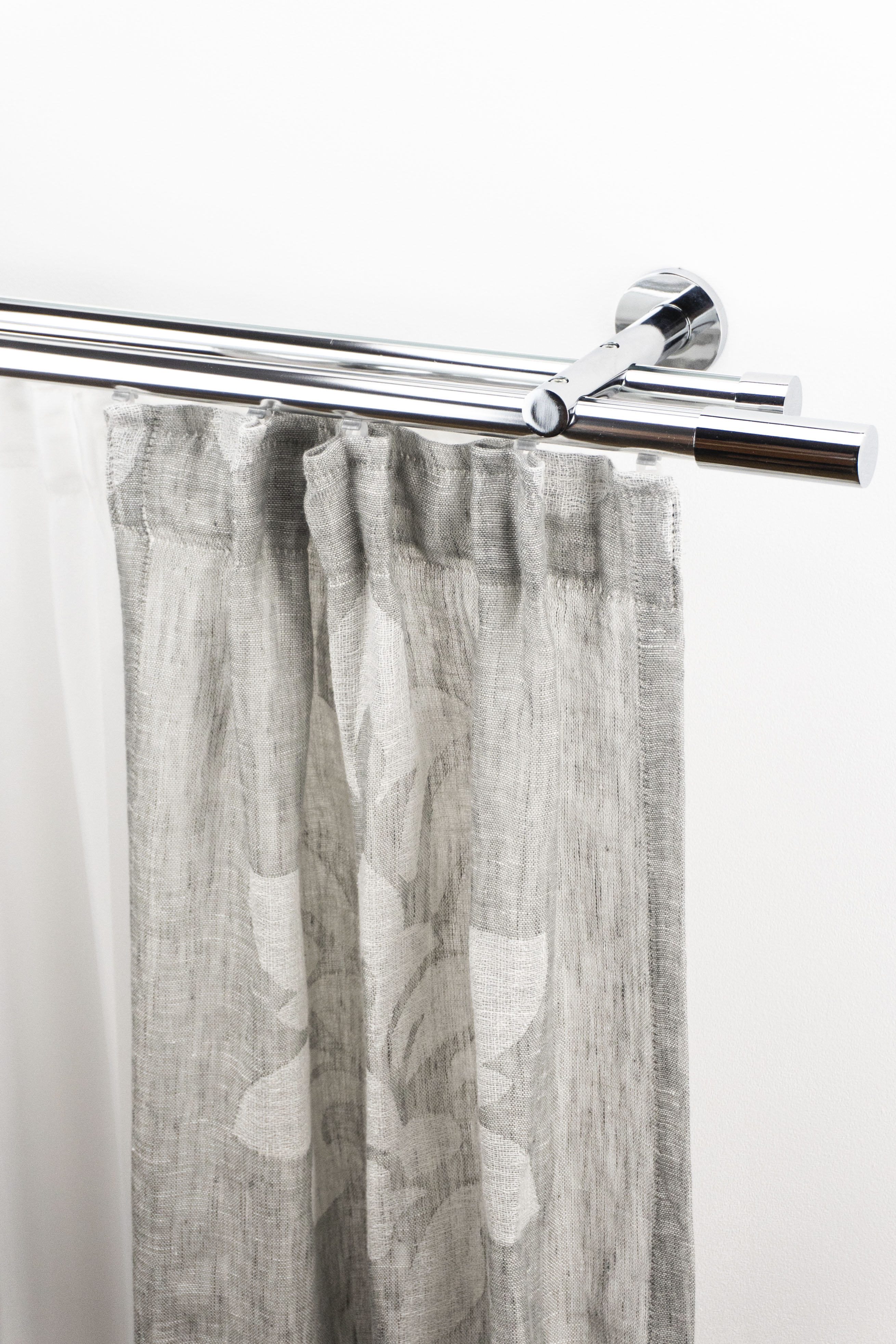 Gardinenstange GARESA "EASY", grau (chromfarben), B:53cm L:240cm Ø:20mm, Aluminium, Gardinenstangen, Vorhanggarnitur-Innenlauf, verlängerbar, Wandmontage, Aluminium Image