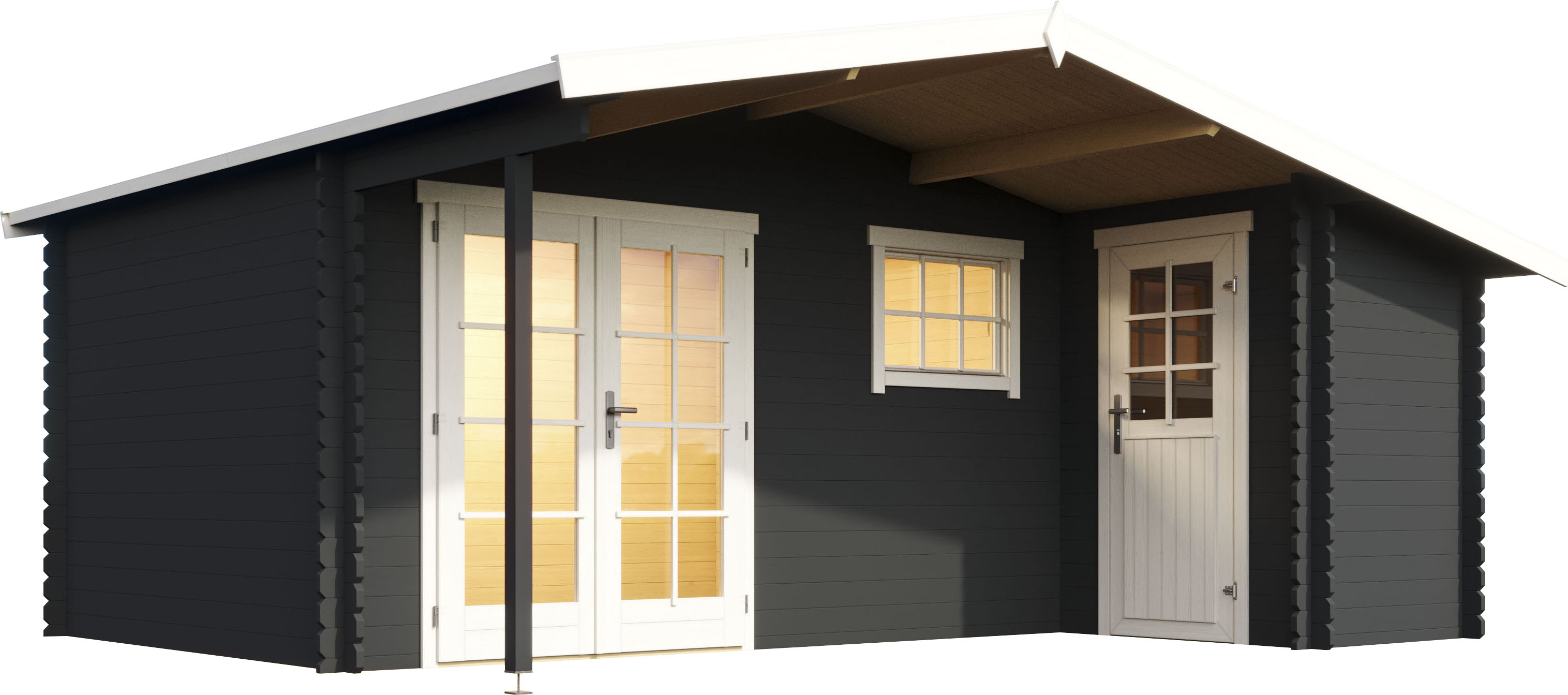 Gartenhaus LASITA MAJA "LITTLE ROCK", grau (carbongrau), Fußboden im Gartenhaus, Massivholzdach, Holzwerkstoff, Gartenhäuser, Gartenhaus