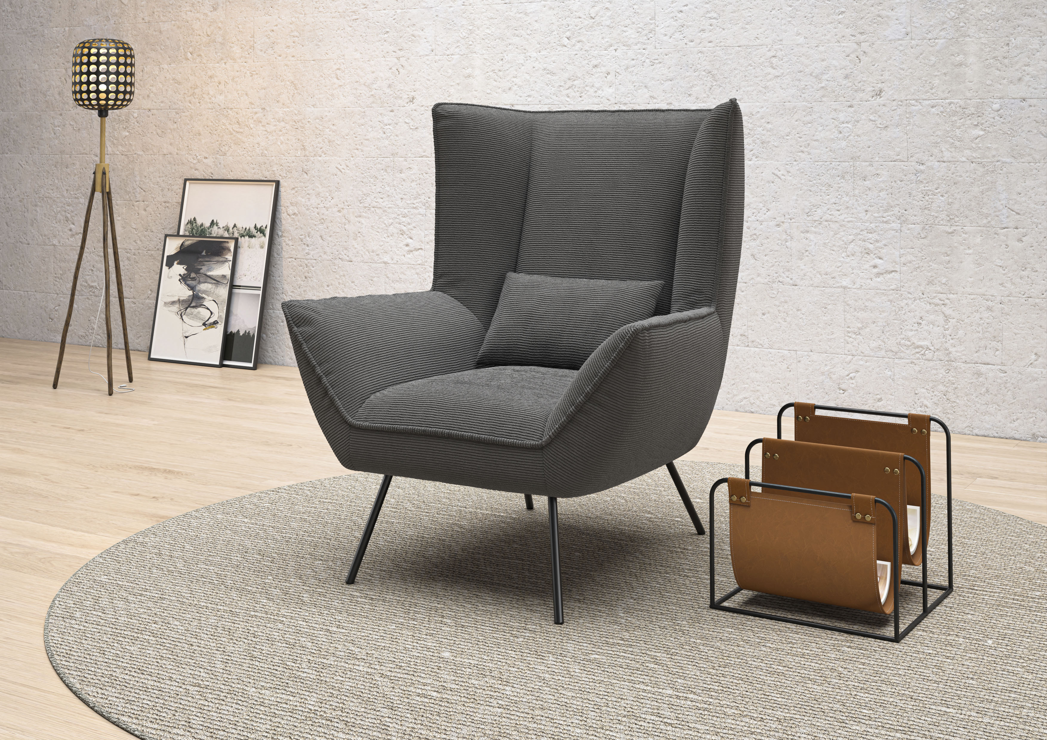 Sessel HOME AFFAIRE "Kilrea Relaxsessel, Ohrensessel", grau (anthrazit), B:90cm H:112cm T:94cm, 95% Polyester, 5% Nylon, Sessel, Sessel, Extra hohe Rückenlehne