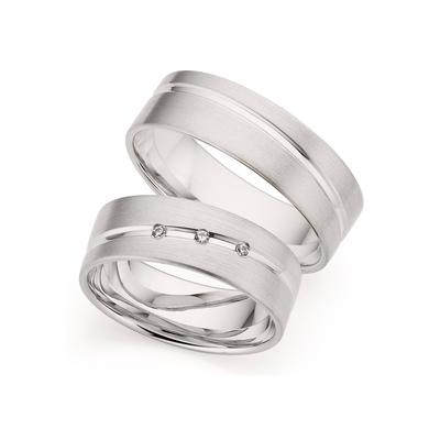Trauring PHÖNIX "Schmuck Geschenk Silber 925 Trauring Ehering LIEBE versch. Varianten" Gr. 56, silber (silberfarben), Fingerringe, Damen, 56, 0,03 ct SI = kleine Einschlüsse mit Brillanten, Silber 925 (Sterlingsilber), 6,5mm, Made in Germany -... Image