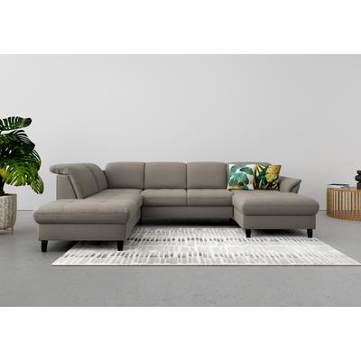 Wohnlandschaft SIT & MORE "Maggiore U-Form", braun (schlamm), B:312cm T:224cm, 95% Polyester, 5% Polyamid, Sofas, wahlweise mit Kopfteilverstellung, Bettfunktion und Stauraum Image