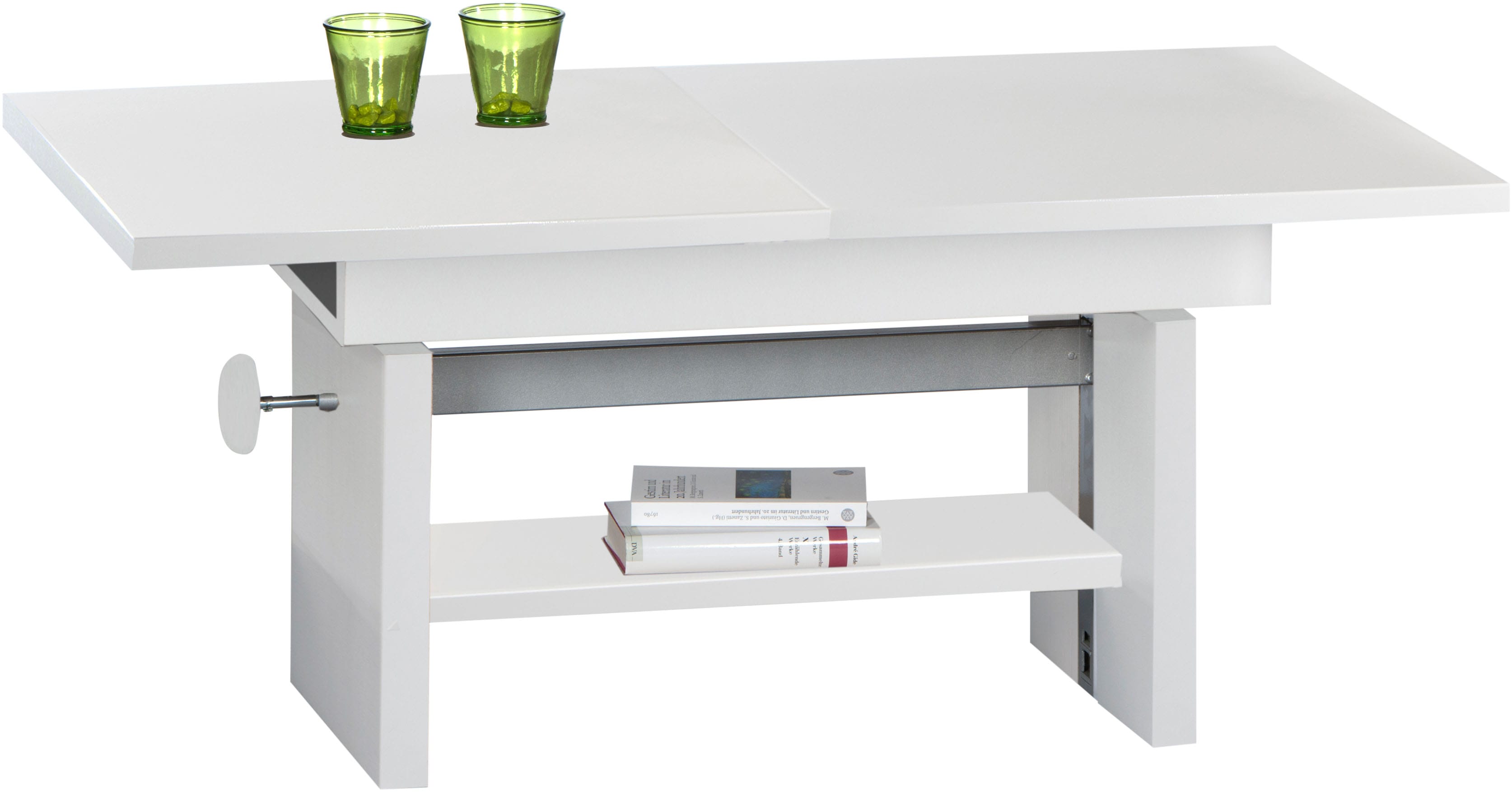 Couchtisch STOLKOM "Event höhenverstellbar, ausziehbar, BxHxT 110-150x48-63x65 cm", weiß (weiß dekor, weiß dekor, weiß dekor), H:48cm, Tische, Höhenverstellbar mit Liftmechanik und ausziehbar in 3 Farbausführungen