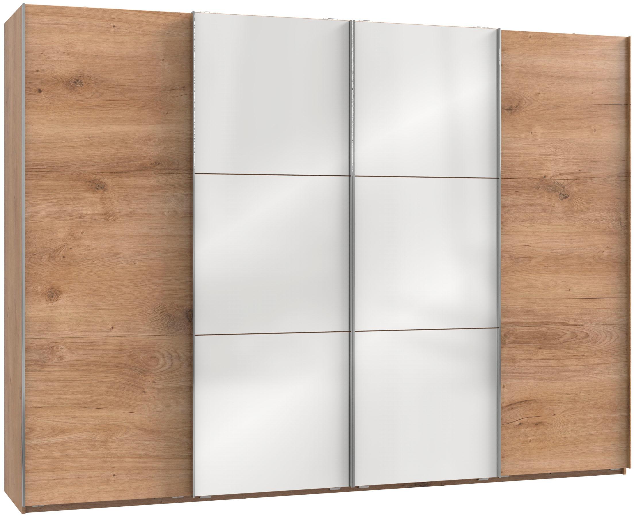 Schwebetürenschrank WIMEX "Level by fresh to go", braun (plankeneichefarben, weißglas), B:300cm H:216cm, Schränke, mit Glastüren und Synchronöffnung Image