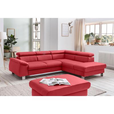 Ecksofa COTTA "Komaris L-Form mit Kopfteilverstellung", rot, B:249cm H:72cm T:100cm, Microfaser PRIMABELLE (100% Polyester), Kunstleder SOFTLUX, Feinstruktur (100% Polyester), Kunstleder SOFTLUX/Struktur (100% Polyester), NaturLEDER, Sofas,... Image