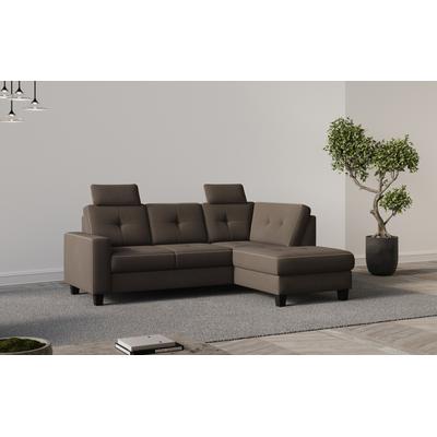 Ecksofa PLACES OF STYLE "Varese", braun (espresso), B:226cm H:91cm T:170cm, 90% Polyester 10% Polyamid, Sofas, Kreuznaht in beige Image