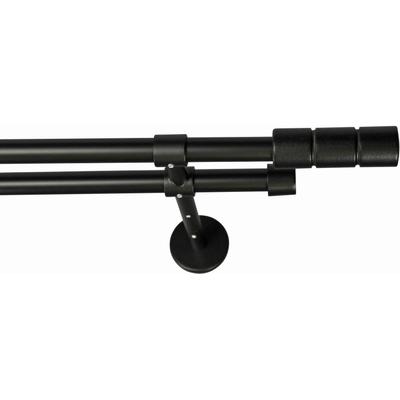 Gardinenstange GARESA "STAURA", schwarz, L:260cm Ø:16mm, Metall, Holzwerkstoff, Gardinenstangen, Vorhanggarnitur, verlängerbar, Knopf mit 2 Rillen, ohne Ringe Image