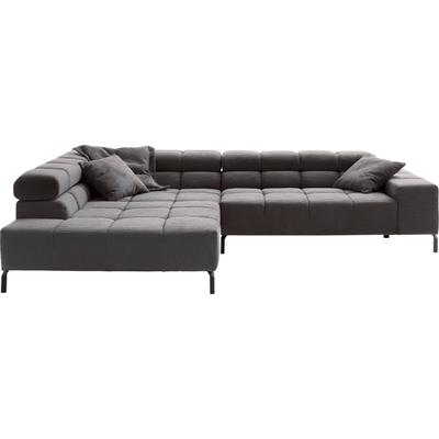 Ecksofa INOSIGN "Ancona New, wahlweise motorische Sitztiefenverstellung, auch in Cord", schwarz (dunkelgrau), B:321cm T:216cm, : 88% Polyester, 12% Polyacryl, Sofas, Ecksofa, feine Steppung, mit Kopfteilverstellung, 3 Zierkissen, L-Form Image