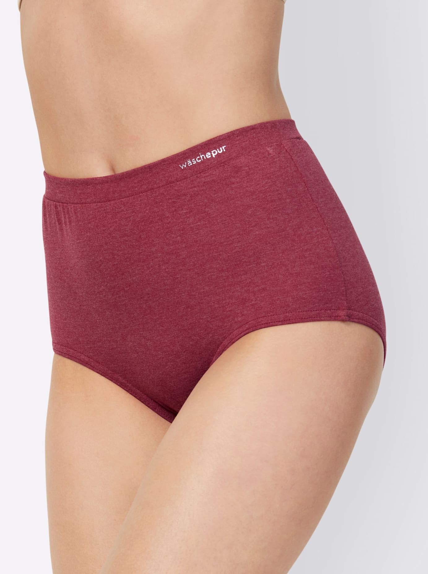 Taillenslip WÄSCHEPUR, Damen, Gr. 48, 4 Stk., blau (2x marine, 2x dunkelrot), 95% Baumwolle, 5% Elasthan, 5% Elasthan, 38% Polyester, 57% Baumwolle, Meliert:5% Elasthan, 11% Polyester, 84% Baumwolle, Uni:5% Elasthan, 95% Baumwolle, Unterhosen...