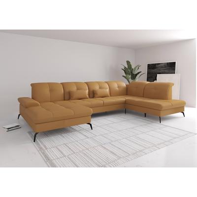 Wohnlandschaft SIT & MORE "Amica, U-Form, inkl. Sitztiefenverstellung und Armteilverstellung", gelb (curry), B:357cm H:90cm T:231cm, Sofas, wahlweise mit Kopfteilverstellung, Bettfunktion und Bettkasten Image