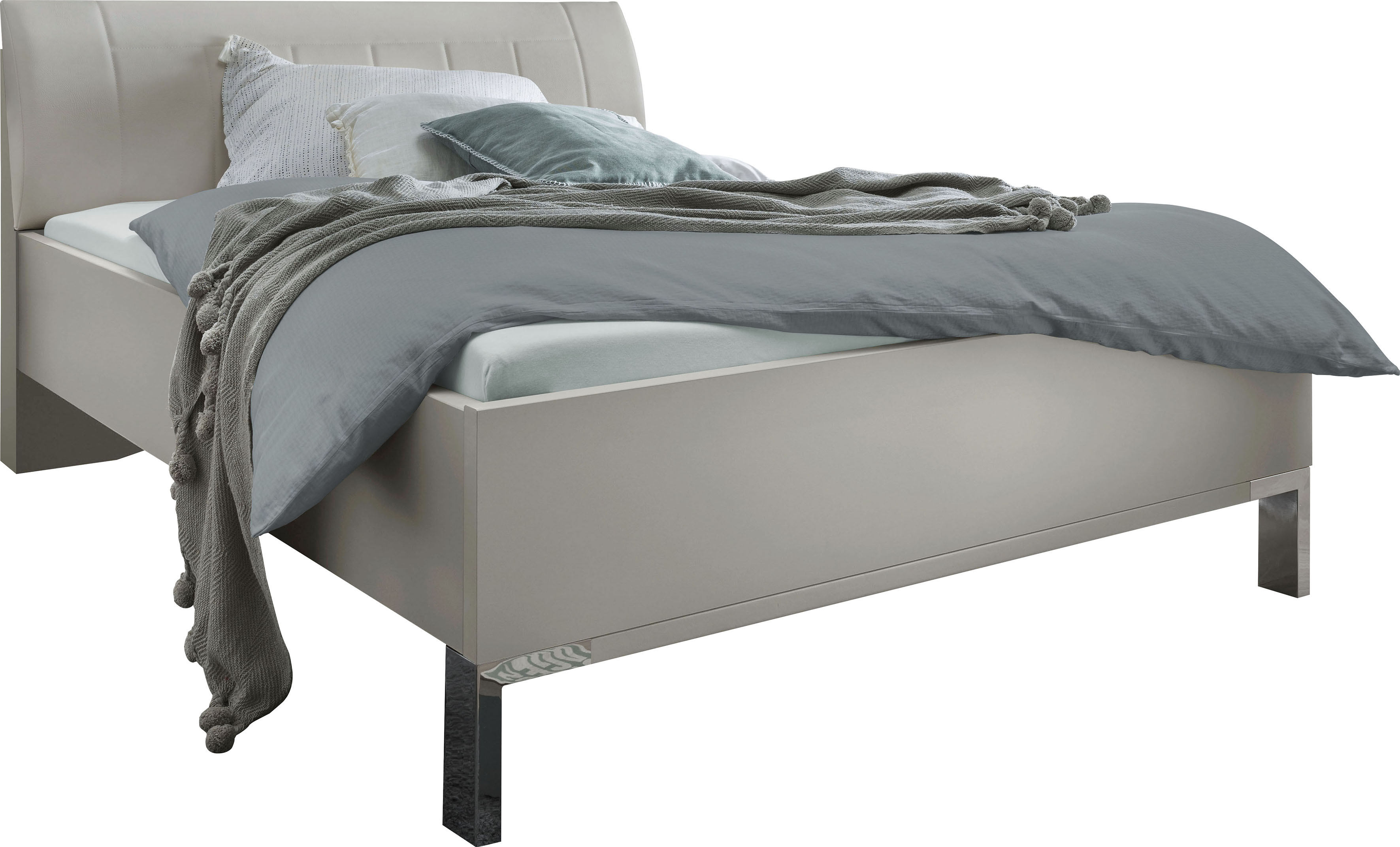 Futonbett WIEMANN "Quito", grau (champagner, dekor, kunstleder champagner), B:169cm L:218cm, Betten, 4-fach Liegehöhenverstellung Image