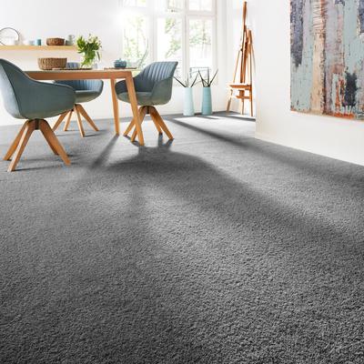 Teppichboden ANDIAMO "Softness, Velours, Made in Belgium", grau, B:400cm H:17mm L:400cm, Kunstfaser, Teppiche, Uni Farben, Breite 400 cm, besonders weich, Wohnzimmer, Schlafzimmer Image