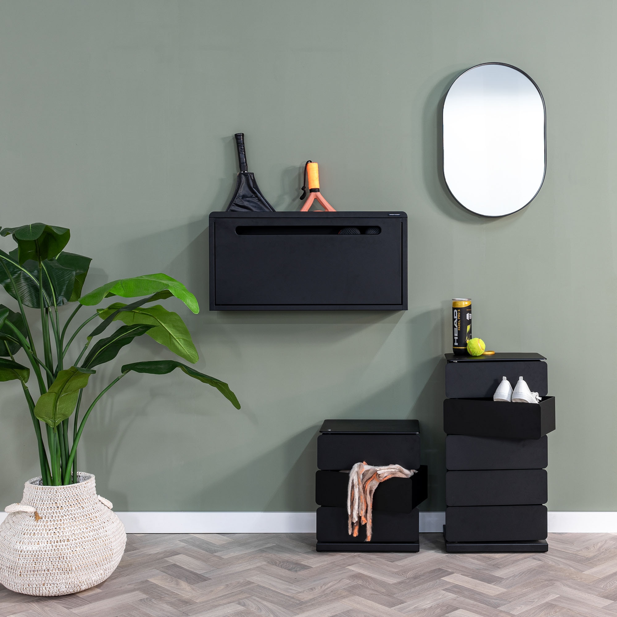 Schuhschrank SPINDER DESIGN "SPORTIVA", schwarz, B:76cm H:37,7cm T:17,6cm, Stahl, Schränke, Schuhschrank, Stahlschuhschrank für Sportschuhe und Zubehör