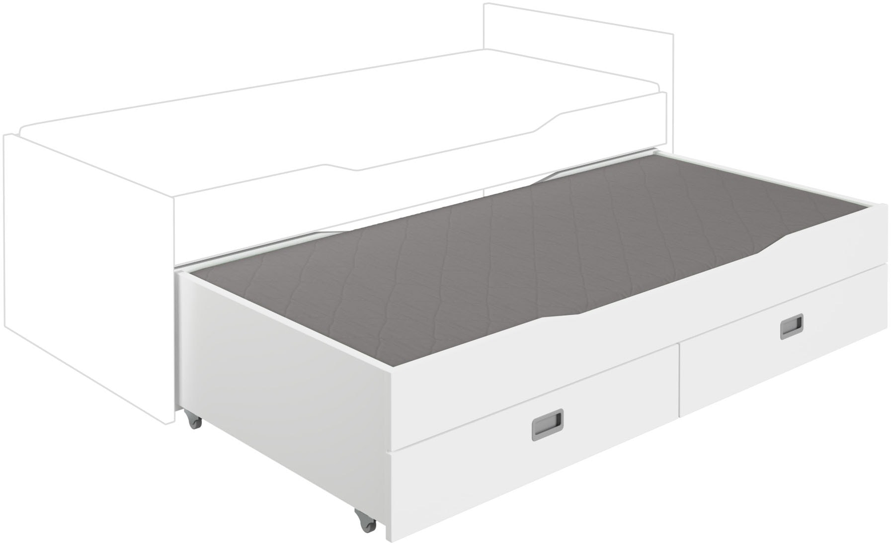 Kinderbett PAIDI "Ausziehbett", weiß (kreideweiß), B:94,9cm H:40,4cm L:198cm, Betten, Kinderbett, Unterschiebebett mit 2 Schubladen, 90 x 190 cm Image