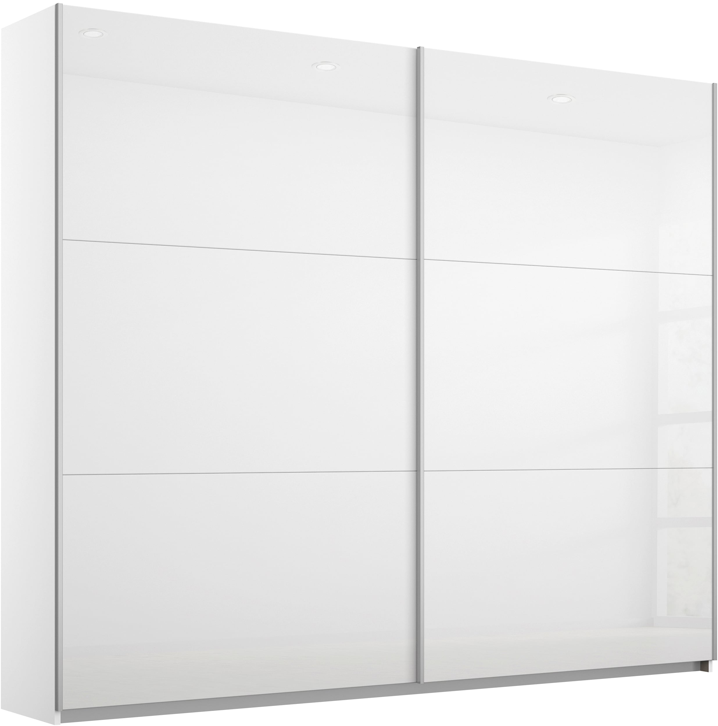 Schwebetürenschrank RAUCH "AURELIO Kleiderschrank Garderobe TOPSELLER", weiß (alpinweiß, hochglanz weiß), B:218cm H:210cm T:59cm, Holzwerkstoff, Schränke, Schwebetürenschrank, 3 verschiedene Ausstattungsvarianten Griffe aus Metall MADE IN GERMANY Image