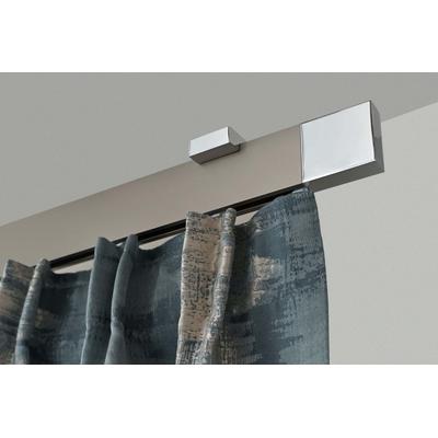 Gardinenstange GARESA "FLAT", silber (vernickelt, chromfarben), L:390cm, Aluminium, Gardinenstangen, Rechteckprofil, Deckenmontage, perfekter Lauf, modern, verlängerbar Image
