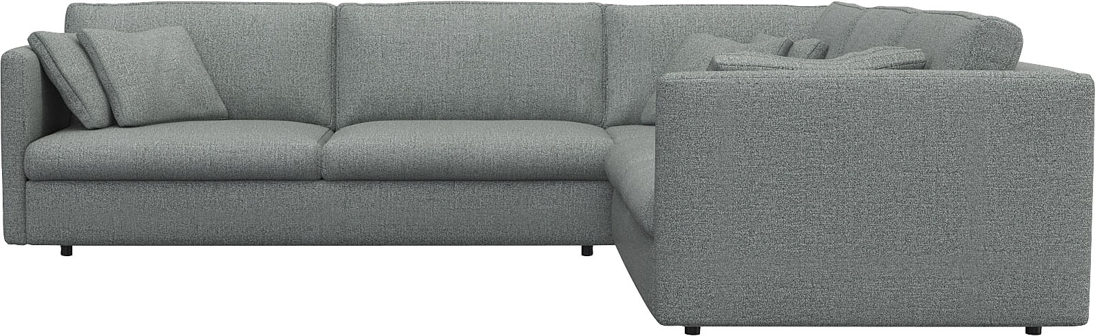 Ecksofa FLEXLUX "Lovane, elegant und zeitlos, bequem, L-Form", blau (sky blau), B:328cm H:84cm T:295cm, 62% Polyester/14% Cotton/7% Linen, Sofas, Ecksofa, Weich & anschmiegsam, große Sitztiefe auf Kaltschaum, Dekokissen inkl.