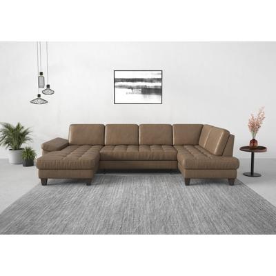 Wohnlandschaft SIT & MORE "Westham U-Form", braun (coffee), B:338cm H:88cm T:172cm, 100% Polyester, Sofas, wahlweise mit Bettfunktion, Bettkasten, Sitztiefenverstellung Image
