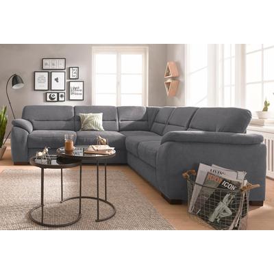 Ecksofa SIT & MORE "Montego L-Form", grau, B:256cm H:88cm T:227cm, Luxus-Microfaser (90% Polyester, 10% Polyamid), Struktur (100% Polyester), Luxus-Microfaser ALTARA NUBUCK (100% Polyester), Sofas, wahlweise mit Bettfunktion und Schubkasten Image