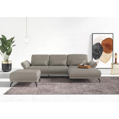 Ecksofa INOSIGN "Coco L-Form", grau (steel), B:284cm H:88cm T:196cm, 95% Polyester, 5% Polyamid, Sofas, Sitztiefen-, Arm- und Kopfteilverstellung, Cord-Bezug, Fußhöhe 15 cm Image
