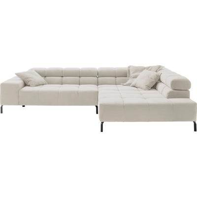 Ecksofa INOSIGN "Ancona New, wahlweise motorische Sitztiefenverstellung, auch in Cord", weiß, B:321cm T:216cm, : 88% Polyester, 12% Polyacryl, Sofas, Ecksofa, feine Steppung, mit Kopfteilverstellung, 3 Zierkissen, L-Form Image