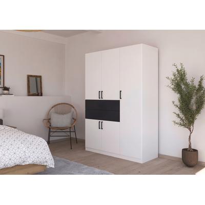 Drehtürenschrank RAUCH "Kleiderschrank Schrank Garderobe MAIKA mit Dekor-Front", weiß (alpinweiß, graumetallic), B:136cm H:197cm T:54cm, Holzwerkstoff, Schränke, 2 Schubladen, in verschiedenen Breiten, Höhen, Farben, MADE IN GERMANY Image