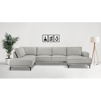 Wohnlandschaft PLACES OF STYLE "XXL Sofa Oland, Struktur, Flachgewebe, Luxus-Microfaser, Boucle", braun (latte), B:345cm H:85cm T:210cm, 100% Polyester, Sofas, XXL, im zeitlosem Design und hochwertiger Verabeitung Image