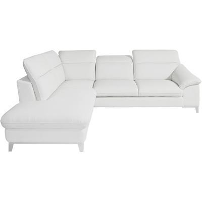Polstergarnitur COTTA "Teresa L-Form", weiß (altweiß), B:293cm, Sitzmöbel-Sets, Set bestehend aus: Ecksofa mit Kopfteilverstellung & Hocker Image