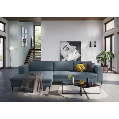 Ecksofa DOMO COLLECTION "Modica, zeitlos und elegant, L-Form", grau (grau, blau), B:329cm H:81cm T:173cm, Sofas, moderne Optik mit extrabreiter Recamiere, auch in Cord Image