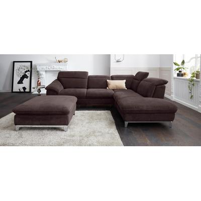Polstergarnitur COTTA "Teresa L-Form", braun (espresso), B:293cm, Sitzmöbel-Sets, Set bestehend aus: Ecksofa mit Kopfteilverstellung & Hocker Image