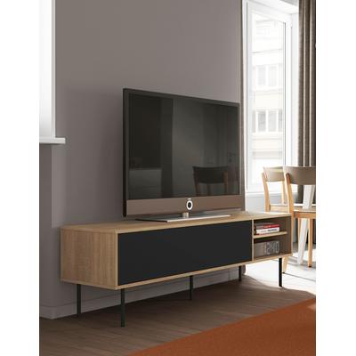 Lowboard TEMAHOME "AMPERE", schwarz (eichefarbig, schwarz), B:165cm H:40cm T:47,9cm, Melamin, Spanplatte, Sideboards, TV-Board mit Breite 165 cm Image
