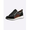 Sneaker HEINE, Damen, Gr. 36, braun (schwarz, braun), Leder, Rindsleder, Glattleder, Veloursleder, modisch, Schuhe