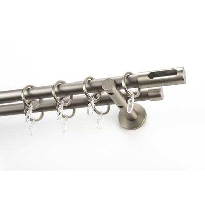 Gardinenstange GARESA "EASY", gold (aluminiumfarben, nickelfarben), B:65cm L:120cm Ø:20mm, Aluminium, Gardinenstangen, Vorhanggarnitur, verlängerbar, Endk. M. Ausschnitt, Alu, m. Ringe Image