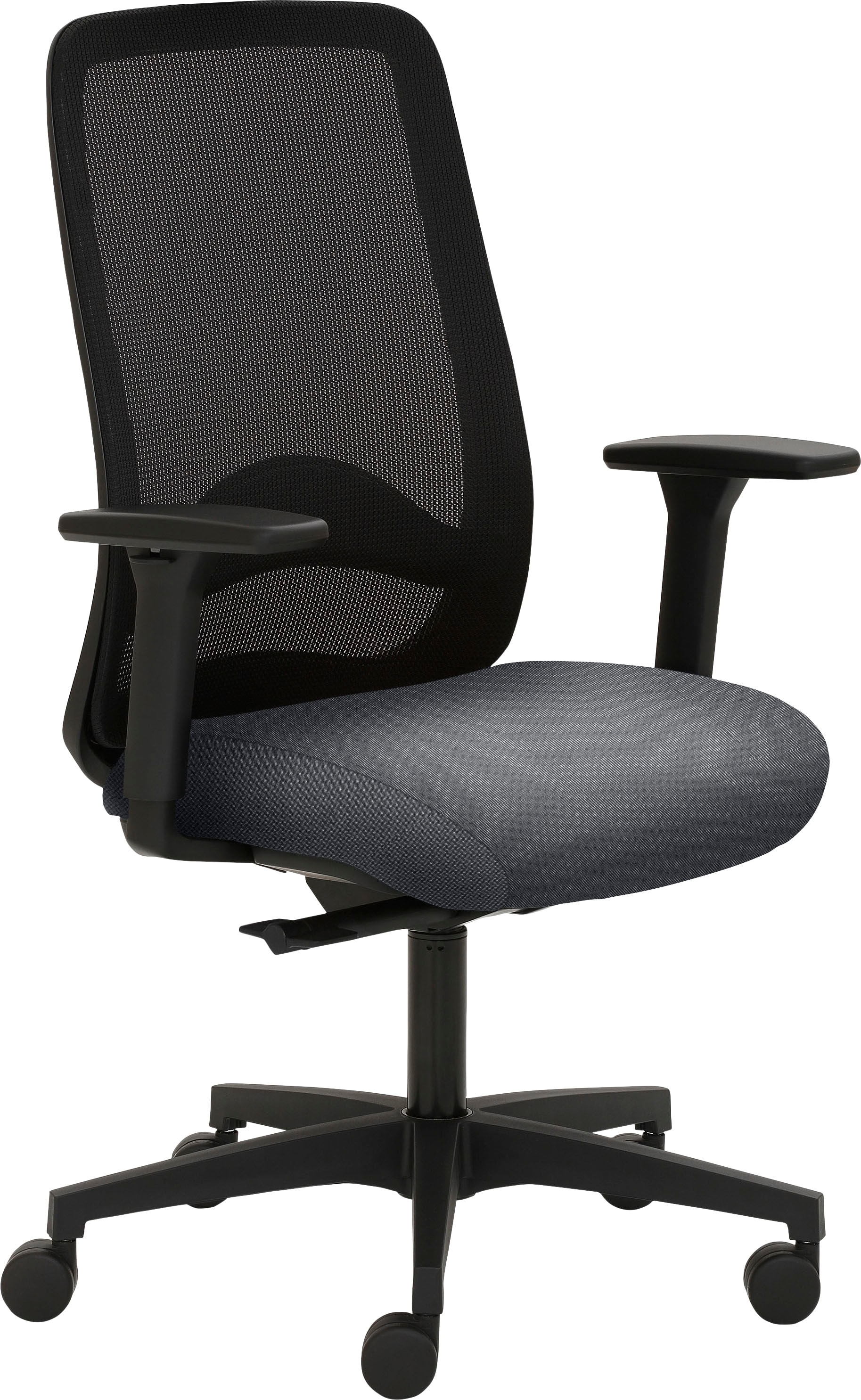 Drehstuhl MAYER SITZMÖBEL "2228", grau (grau, schwarz), B:70cm H:105cm T:63cm, Stühle, Bürodrehstuhl, höhenverstellbare Armlehnen, Sitztiefenverstellung