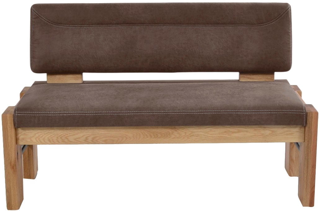 Polsterbank K+W KOMFORT & WOHNEN, braun (braun 75, balkeneiche natur), B:181cm H:90cm T:63cm, Sitzbänke, Polsterbank, gepolsterte Stauraumbank, Massivholz, in 2 Breiten 161cm oder 181cm