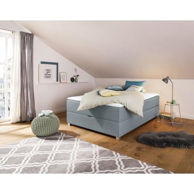 Boxbett INOSIGN "Alexis", blau (petrol), B:140cm L:220cm, Struktur fein (100% Polyester), Komplettbetten, ohne Kopfteil - ideal für Räume mit Dachschrägen; in 4 Breiten Image