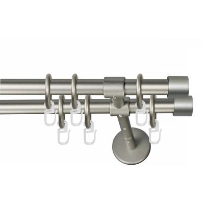 Gardinenstange GARESA "RUSTIKA", silber (mattchromfarben), L:220cm Ø:16mm, Metall, Gardinenstangen, rustikale Vorhanggarnitur, verlängerbar, m. Ringe, Endkappe Image