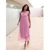 Sommerkleid CLASSIC BASICS "Kleid", Damen, Gr. 50, Normalgrößen, rosa (altrosa, flamingo, bedruckt), Georgette, 100% Polyester, geblümt, gemustert, mehrfarbig, lang, Rundhals, ohne Ärmel, Kleider