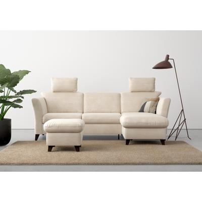 Ecksofa HOME AFFAIRE "Trelleborg L-Form", beige (creme), B:249cm H:86cm T:162cm, 100% Polyester, Sofas, wahlweise mit Bettfunktion und Bettkasten, inkl. Federkern-Polsterung Image