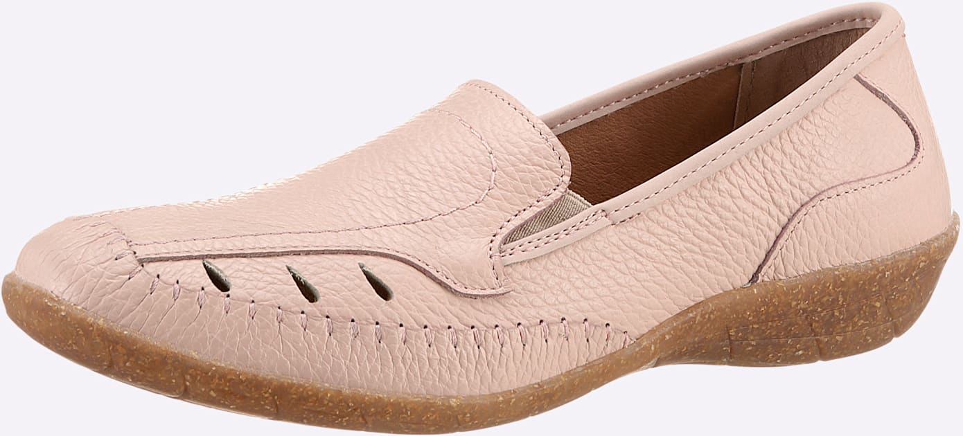 Slipper CLASSIC BASICS, Damen, Gr. 42, beige (puder), Glattleder, Basic, Schuhe Slipper