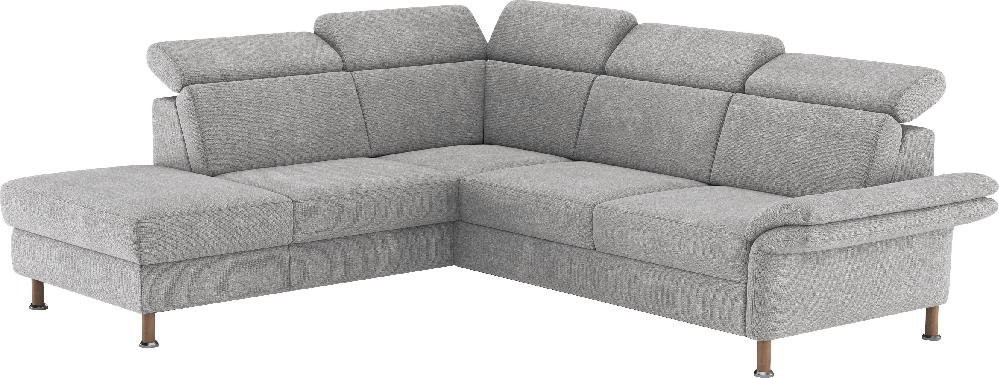 Ecksofa HOME AFFAIRE "Calypso L-Form", grau (hellgrau), B:259cm H:85cm T:227cm, 100% Polyester, Sofas, Ecksofa, mit Relaxfunktion motorisch im Sofa 2,5- Sitzer